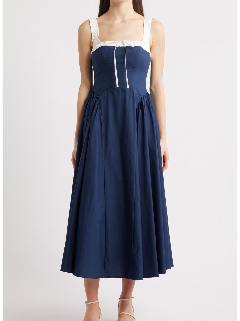 Moon River Colorblock Cotton Midi Dress, M